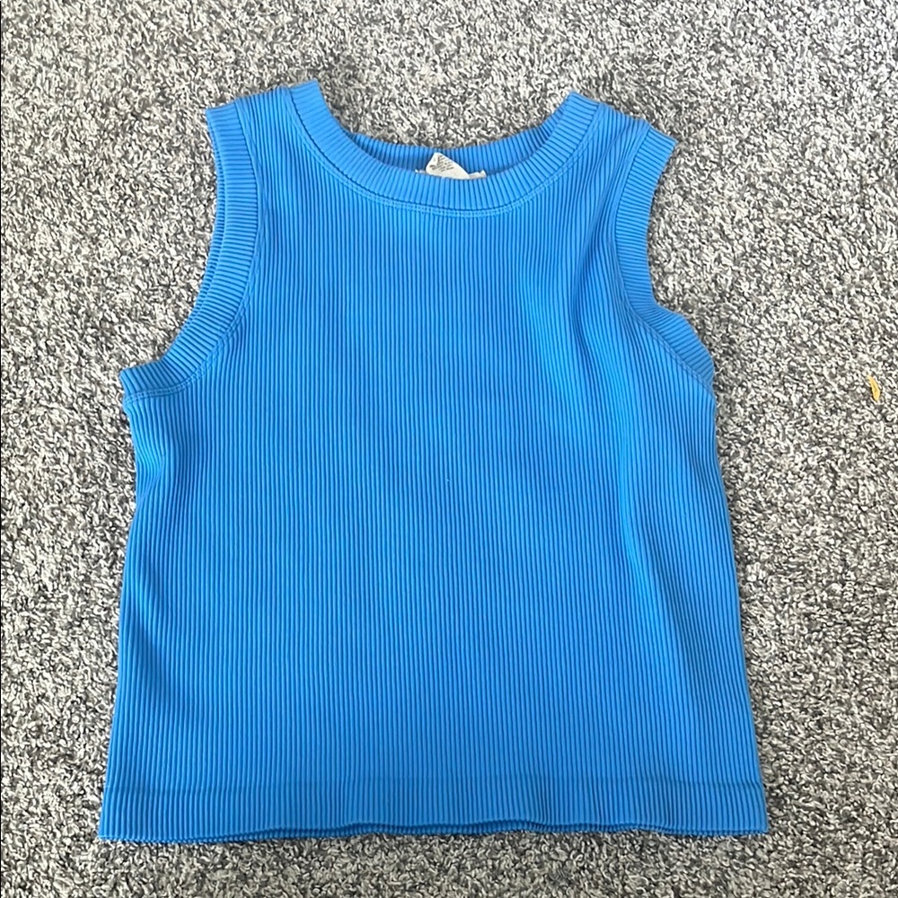 Moa Moa Blue Ribbed Tank Top